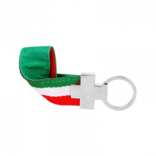 Porte clé drapeau Italie en acier inoxydable